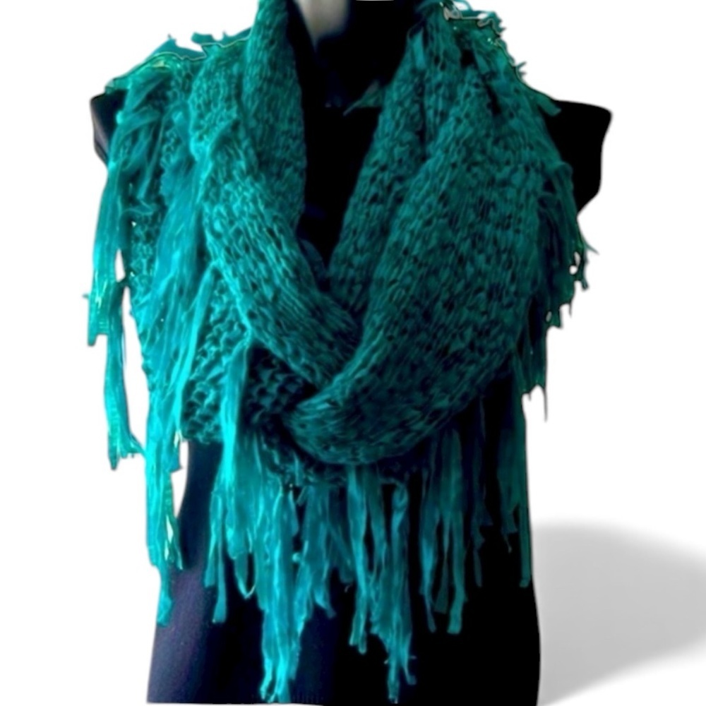 Teal Green Stretchy Mesh Fringe Teal Green Infinity Scarf by Apt. 9